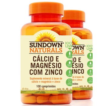 Kit 2 Cálcio Magnésio e Zinco Sundown 100 Comprimidos