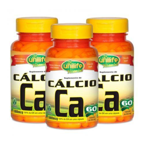 Kit 3 Cálcio Quelato - 60 Cap. Cada Unilife