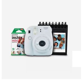 Kit Câmera Instantânea Instax Mini 9 Fujifilm com Porta Fotos e Filme 10 Poses - Branco Gelo