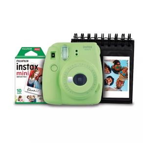 Kit Câmera Instantânea Instax Mini 9 Fujifilm com Porta Fotos e Filme 10 Poses - Verde Lima