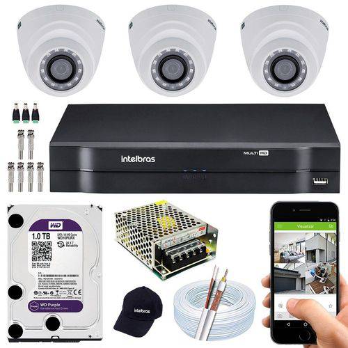 Kit 3 Camera Seguranca Residencial Multi Hd Intelbras Cftv