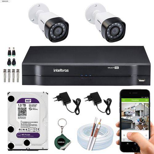 Kit 2 Camera Seguranca Residencial Multi HD Intelbras CFTV