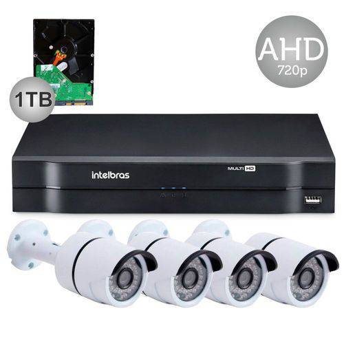 Kit Câmeras de Segurança 4 Câmeras Ahd Jortan + Dvr Intelbras Mhdx 1016 + HD 1tb