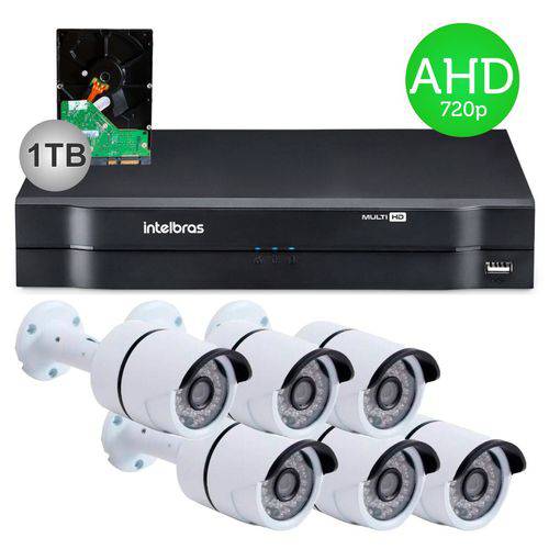 Kit Câmeras de Segurança 6 Câmeras Ahd Jortan + Dvr Intelbras Mhdx 1008+ HD 1tb