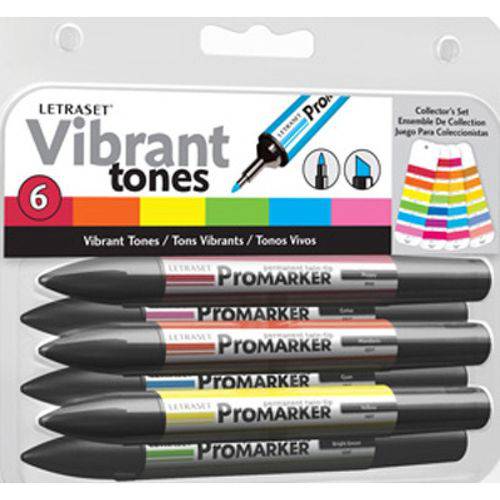 Kit Caneta Permanente Vibrant Basica Tones 6 Cores - Promarker