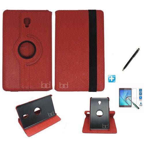 Kit Capa Case Galaxy Tab a 8.0Â´ 2017 - T385 Giratória 360 / CAN Touch + Pel Vidro (Vermelho)