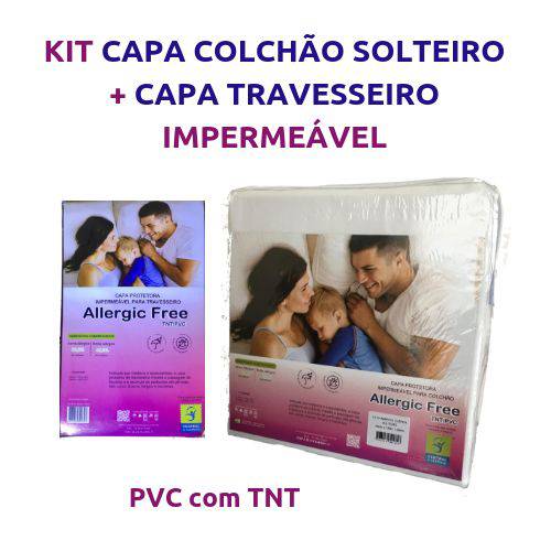 Kit Capa Colchão Solteiro + Travesseiro Impermeável em Tnt / Pvc