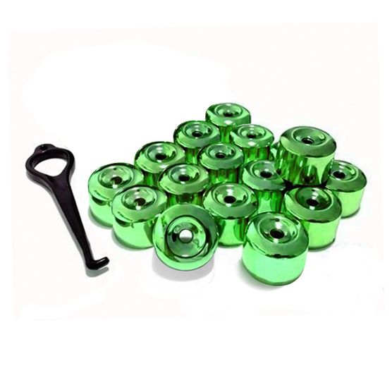 Kit Capa de Parafuso Chave 17 Metalizada Verde 16 Peças