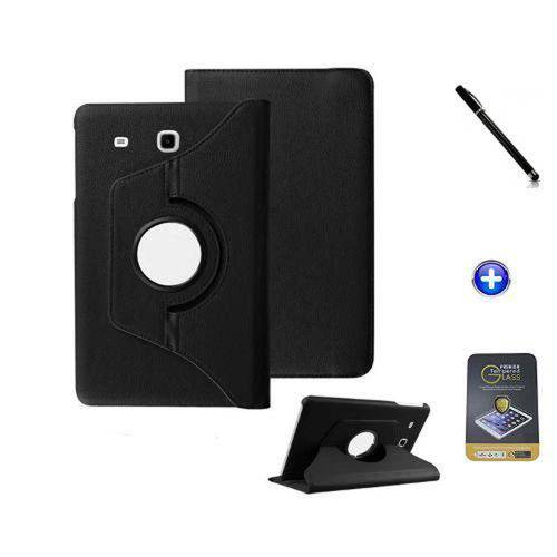 Kit Capa para Galaxy Tab S2 9.7 T810/T815 Giratória 360 + Película de Vidro + Caneta Touch (Preto)