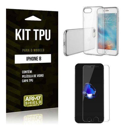 Kit Capa Silicone Apple IPhone 8 Capa de Silicone + Película de Vidro - Armyshield