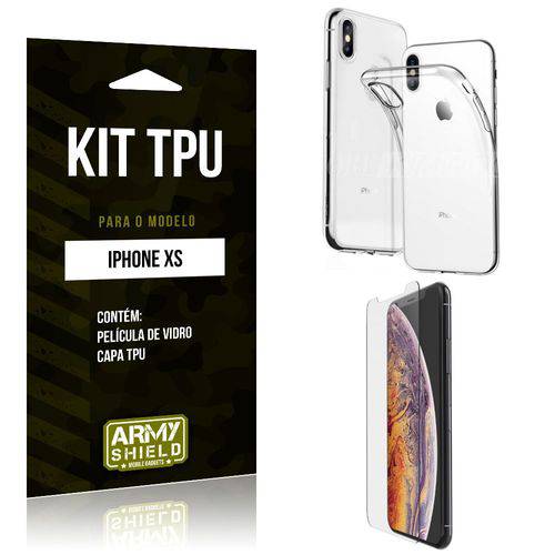 Kit Capa Silicone Apple IPhone XS Capa de Silicone + Película de Vidro - Armyshield