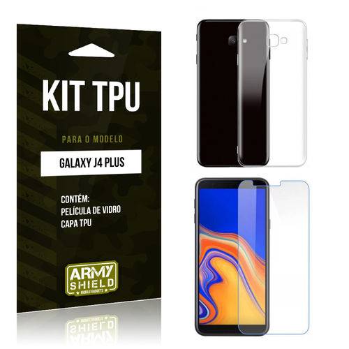 Kit Capa Silicone Galaxy J4 Plus Película + Capa - Armyshield