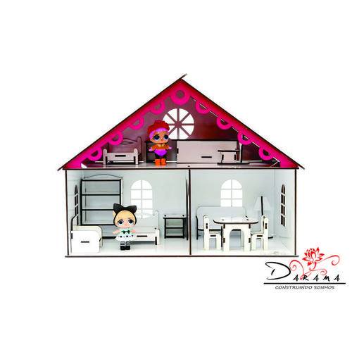 Kit Casa de Bonecas com 20 Moveis para Mini Bonecas Compatível com Lol e Polly Mod. Lily Sonhos - Darama