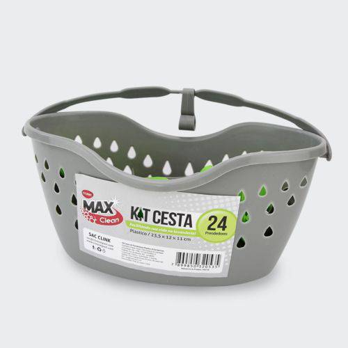 Kit Cesta 24 Prendedores Plástico para Prender Roupas no Varal - Clink