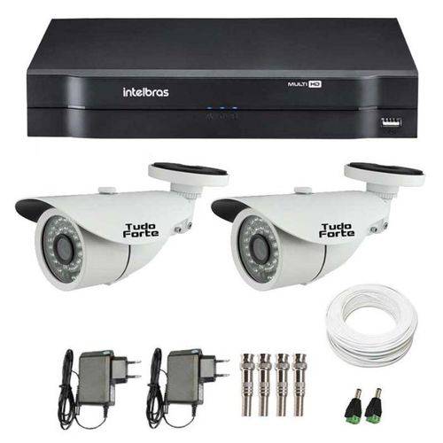 Kit Cftv 02 Câmeras Infra Hd 720p Jl Protec 30mts + Dvr Intelbras Multi Hd + Acessórios