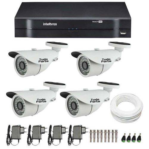 Kit Cftv 04 Câmeras Infra Hd 720p Jl Protec 30mts + Dvr Intelbras Multi Hd + Acessórios