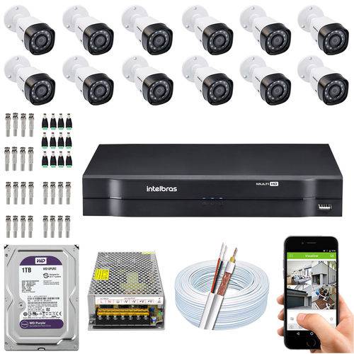 Kit Intelbras 12 Cameras Full HD 1220 B 2mp 16 Ch 1tb Purple