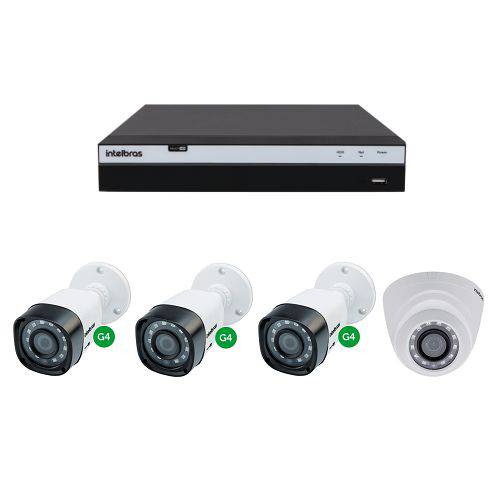 Kit CFTV 1 DVR Stand Alone 04 Canais + 1 Câmera 2 Mega + 2 Câmeras 1 Mega - Intelbras
