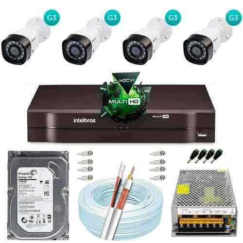 Kit Cftv Intelbras 4 Cameras Multi HD 1120 G3 Dvr 8 CAN 1008