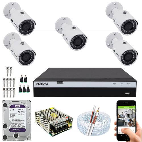 Kit Cftv 5 Câmeras Intelbras 3230b Full HD 1080p 2tb Purple
