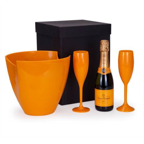 Kit Champagne Veuve Clicquot Ponsardin Brut 375ml + 1 Geleira e 2 Taças