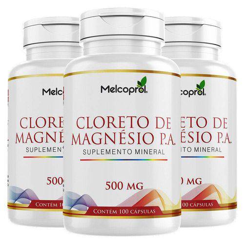 Kit 3 Cloreto de Magnésio P.a. 300 Cápsulas Melcoprol