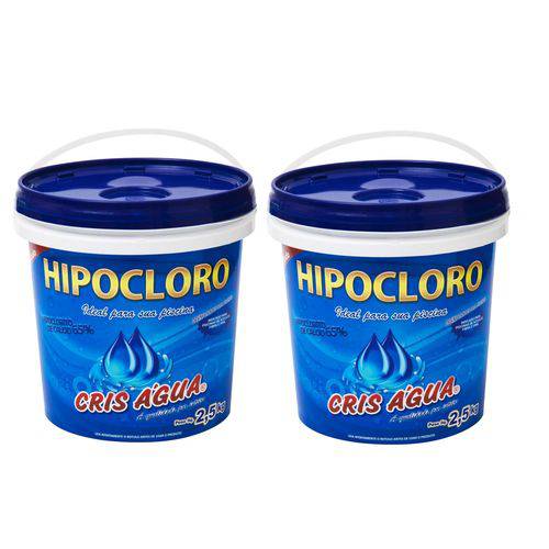 Kit 2 Cloros em Pó Hipoclorito 2,5kg Cris Água para Piscina