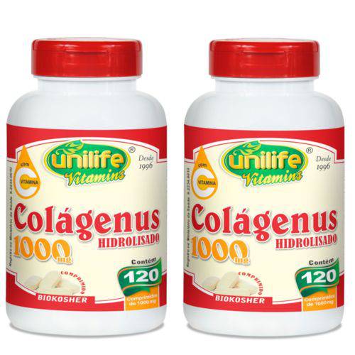 Kit 2 Colágeno Hidrolisado Puro + Vitamina C 240 Comprimidos Unilife