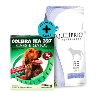 Kit Coleira Contra Pulgas e Carrapatos TEA Cães M. König+Ração Equilíbrio Veterinary Renal Cães 2kg