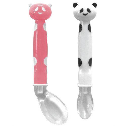 Kit 2 Colheres de Panda em Silicone Vermelho - Buba
