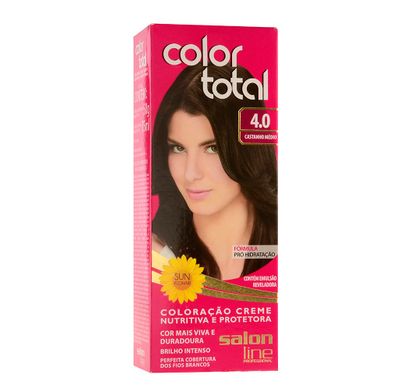 Kit Coloração Creme Color Total N° 4.0 Castanho Médio 50g - Salon Line