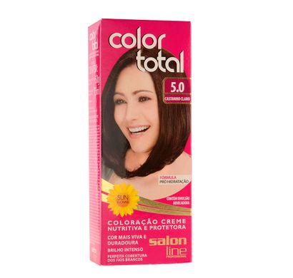 Kit Coloração Creme Color Total N° 5.0 Castanho Claro - Salon Line