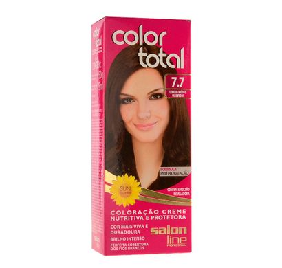 Kit Coloração Creme Color Total N° 7.7 Louro Médio Marrom - Salon Line