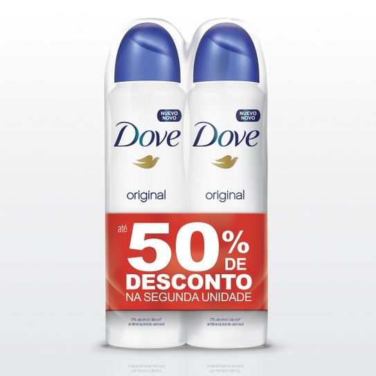 Kit com 02 Desodorante Dove Original Aerossol 89g com 50% de Desconto na Segunda Unidade