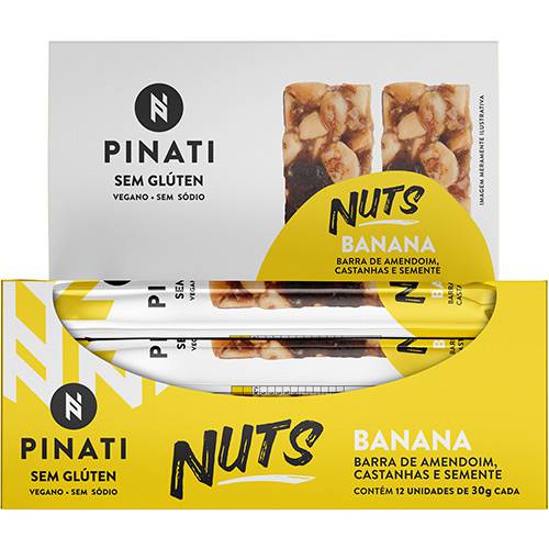 Kit com 12 Barras Pinati Nuts Banana 30g