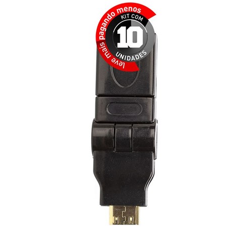 Kit com 10 Adaptador Rotativo Mini HDMI para HDMI