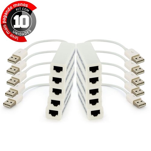 Kit com 10 Adaptador USB para RJ45