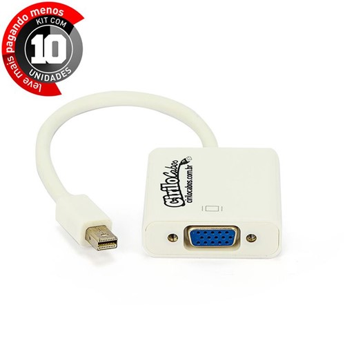 Kit com 10 Adaptadores Mini DisplayPort para VGA
