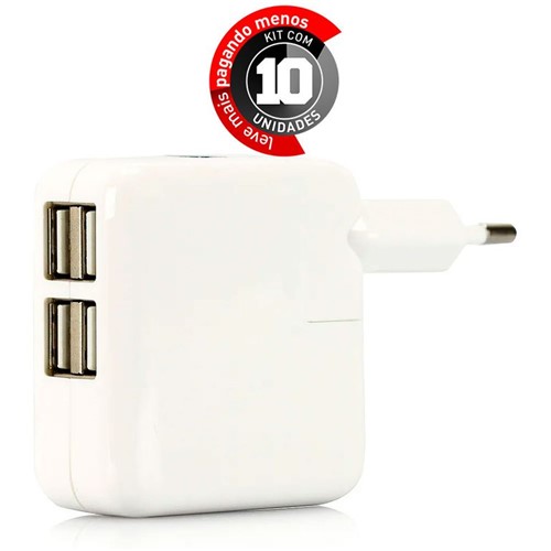 Kit com 10 Carregador para IPhone, IPad e IPod com 4 Portas USB