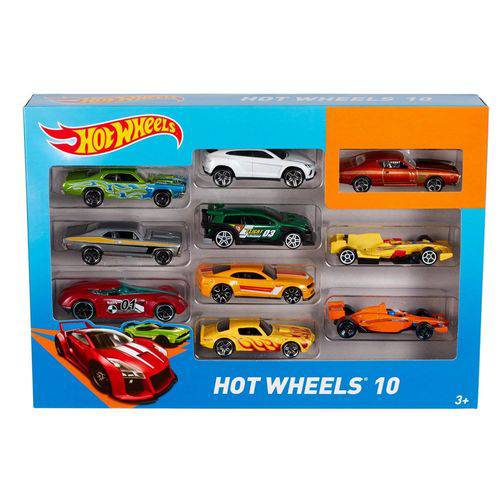 Kit com 10 Carrinhos Básicos Sortidos Hot Wheels Mattel
