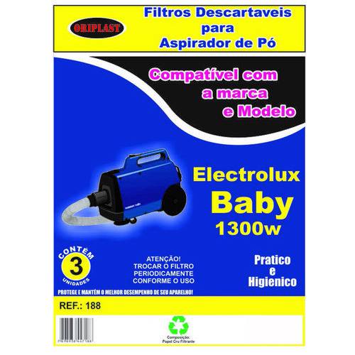 Kit com 10 Sacos Descartáveis Aspirador de Pó Electrolux Baby 1300w