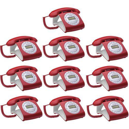 Kit com 10 Telefone com Fio Tc 8312 Vermelho Intelbras com Identificação de Chamadas