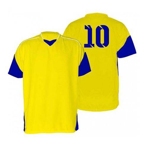 Kit com 18 Camisas Camiseta - Futebol Futsal Volei - Munique - Amarelo/azul - Adulto - Kanga