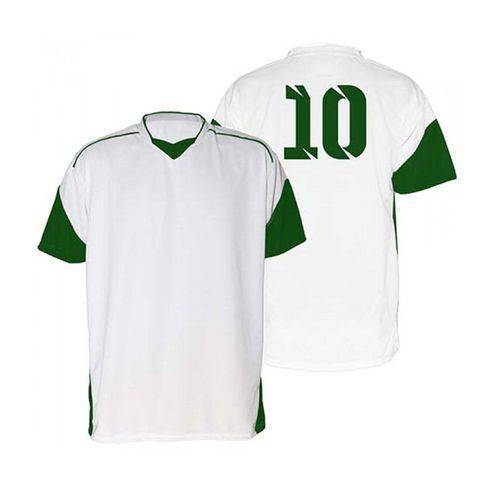 Kit com 18 Camisas Camiseta - Futebol Futsal Volei - Munique - Branco/verde - Adulto - Kanga
