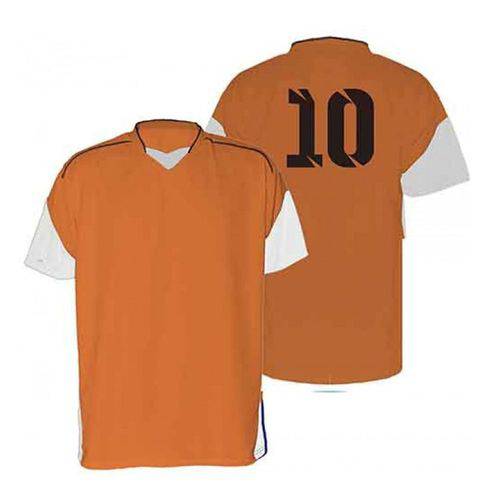 Kit com 18 Camisas Camiseta - Futebol Futsal Volei - Munique - Laranja/branco - Adulto - Kanga