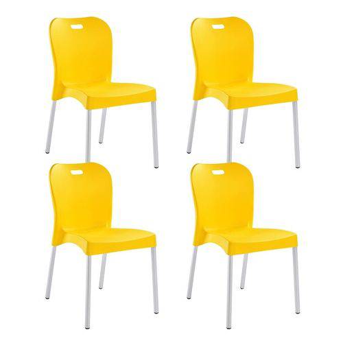 Kit com 4 Cadeiras Lyon Polipropileno Amarela