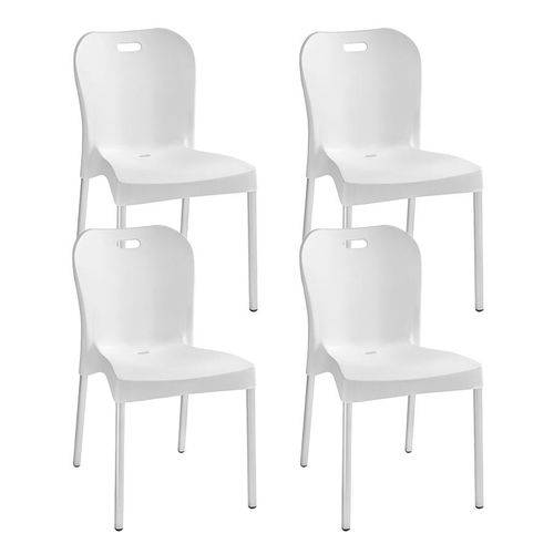 Kit com 4 Cadeiras Lyon Polipropileno Branca