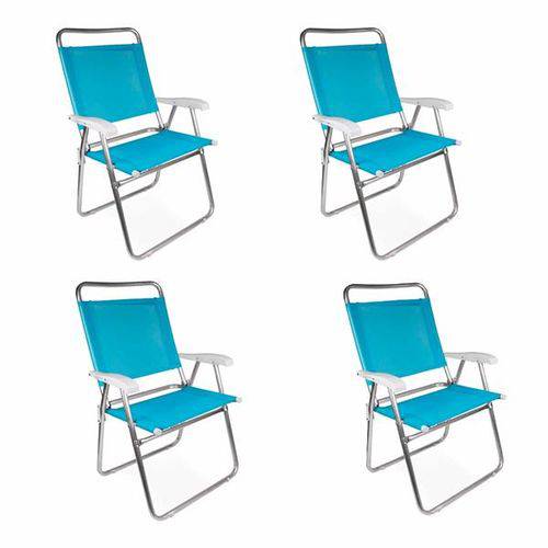 Kit com 4 Cadeiras Mor Master Plus Aluminio - Azul