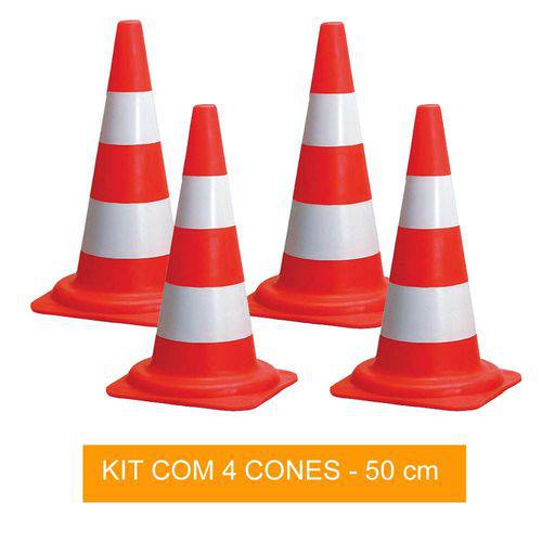 Kit com 4 Cones de Sinalização para Circuito - 50 Cm - Pentagol