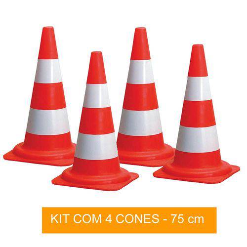 Kit com 4 Cones de Sinalização para Circuito - 75 Cm - Pentagol